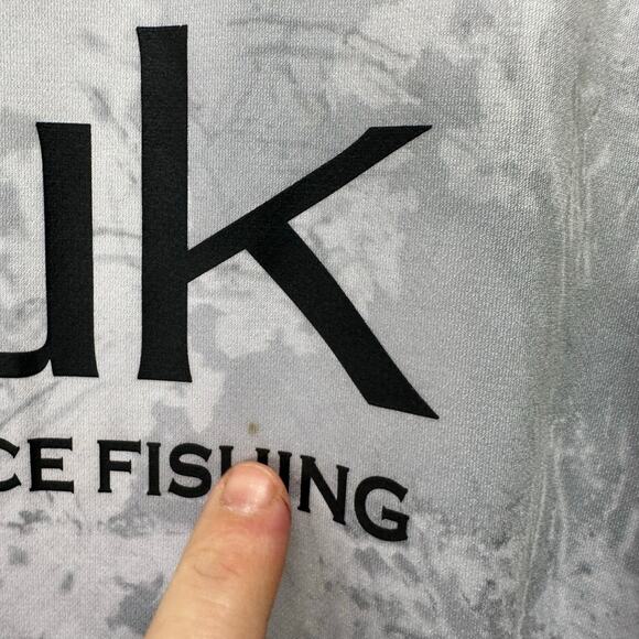 Huk Performace Fabrics Gray and White Camo Long Sleeve Fishing Shirt Mens Small - Picture 11 of 12